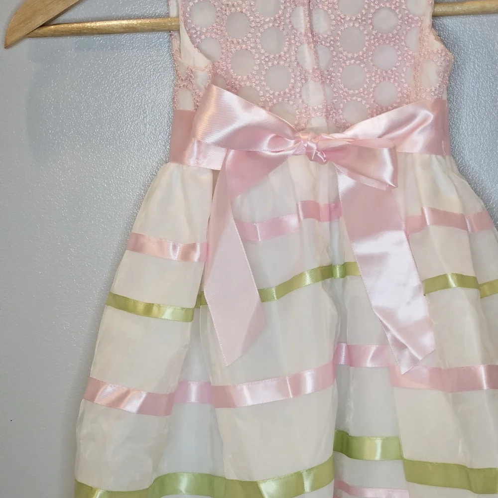 Bonnie Jean Satin Ribbon Dress Pink & Green Size 2T - Picture 11 of 15